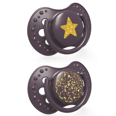 Suzete din silicon Lovi - Stardust, 18м+, 2 bucati, Violet
