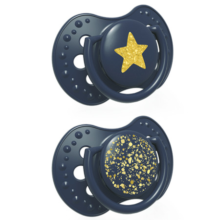 Suzete din silicon Lovi - Stardust,  18м+, 2 bucati, Albastru