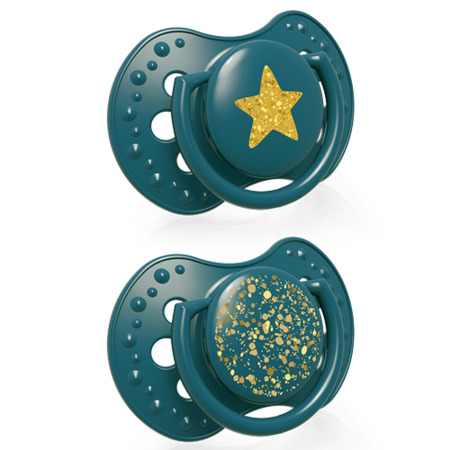 LOVI Suzeta Silicon Dynamic Stardust Green 22/893, 3-6 luni, 2 bucati - imagine 2