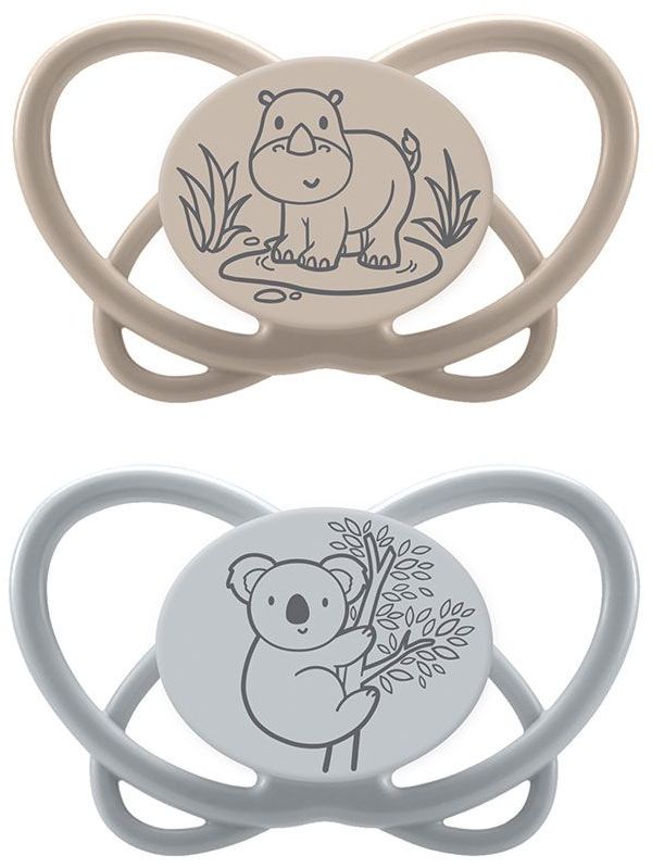 Suzete din silicon NIP Green - Hippo și koala, 0-6 luni, 2 bucăți