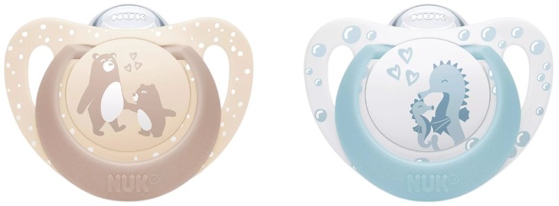 Suzete din silicon NUK First Choice - 0-6 luni, 2 buc, urs/libelulă