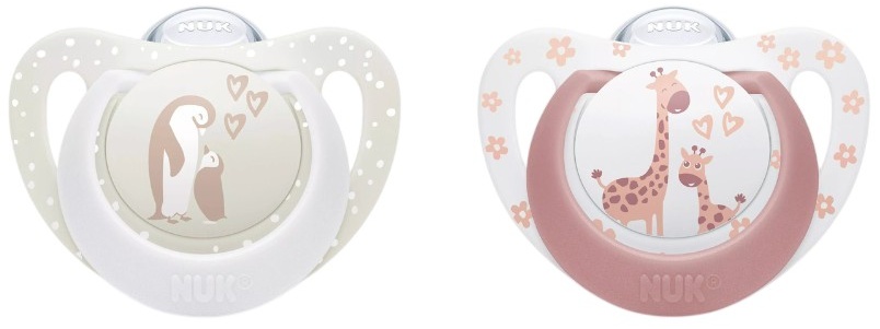 Suzete din silicon NUK First Choice - 0-6 luni, 2 buc, pinguin/girafă