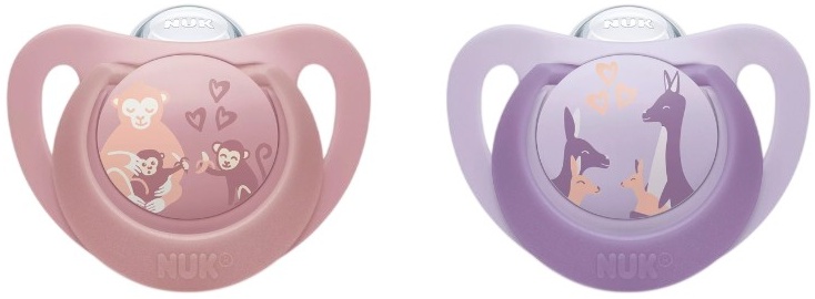 Suzete din silicon NUK First Choice - 18 luni+, 2 buc, maimuță/cangur