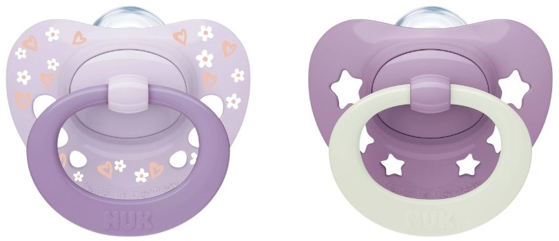 Suzete din silicon NUK First Choice - Day & Night, 0-6 luni, pentru fete, 2 buc
