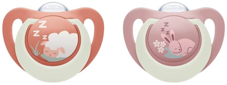 Suzete din silicon NUK First Choice - Night, 0-6 luni, 2 buc, iepure/oaie