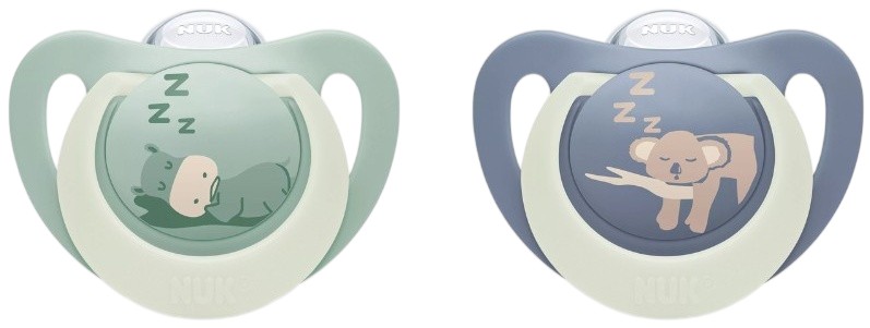 Suzete din silicon NUK First Choice - Night, 18 luni+, 2 buc, hipopotam/koala