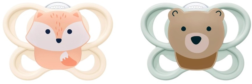 Suzete din silicon NUK Perfect Match Air - 0-2 luni, 2 buc, vulpe/urs