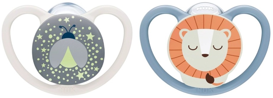 Suzete din silicon NUK Perfect Match – Air Night, 0-6 luni, 2 bucăți, Leu