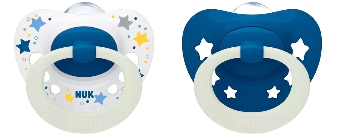 Suzete de silicon  NUK - Signature Night,pentru baiat, 18 m+, 2 bucati + cutie