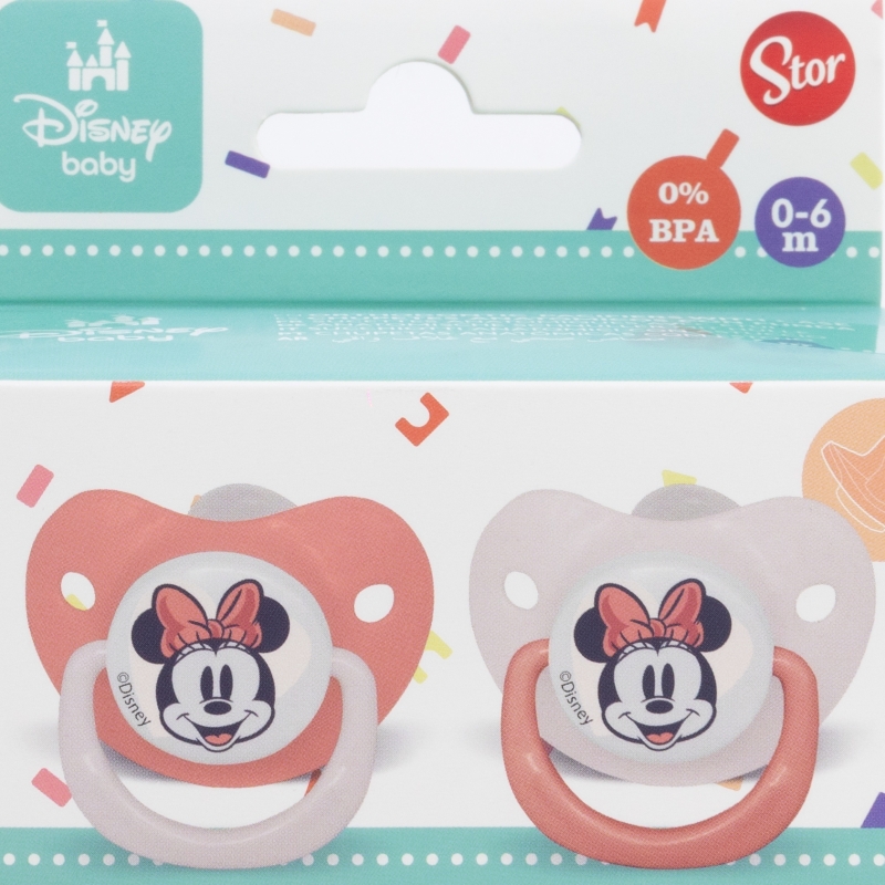 Suzete din silicon Stor -  Minnie Mouse Heart Full, 0-6 luni, 2 buc