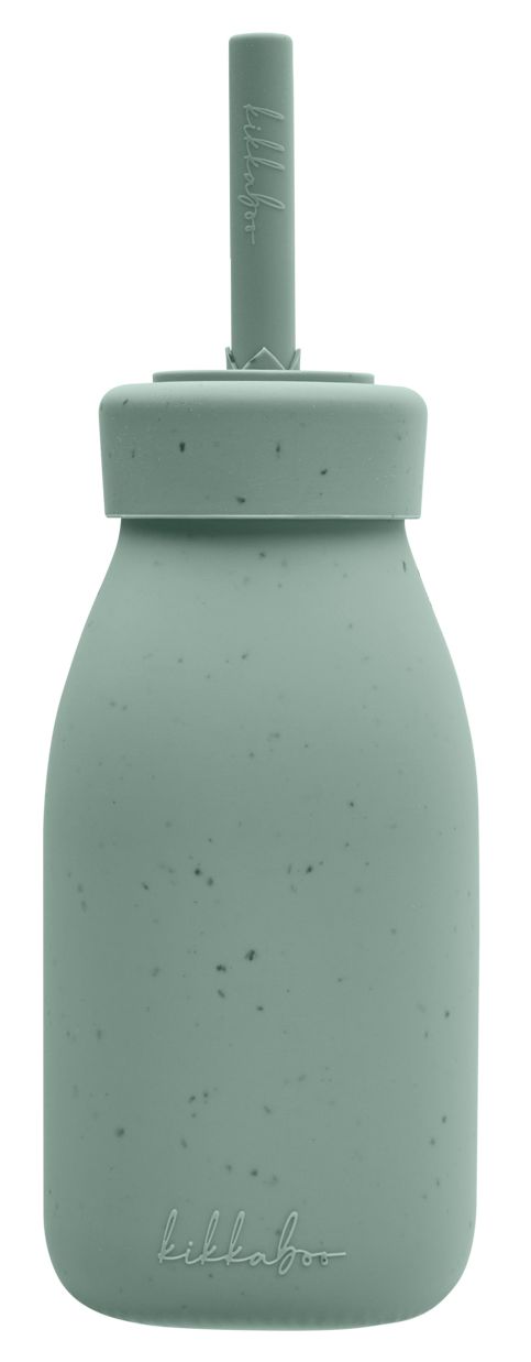Sticlă de silicon cu pai KikkaBoo Platinum Silicone - Sage, 200 ml