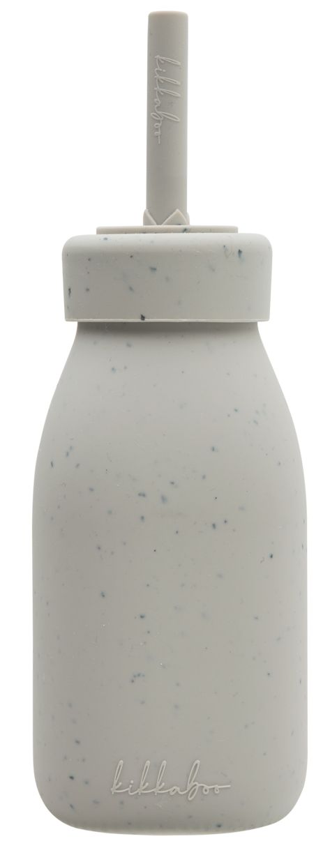 Sticlă de silicon cu pai KikkaBoo Platinum Silicone - Sand, 200 ml