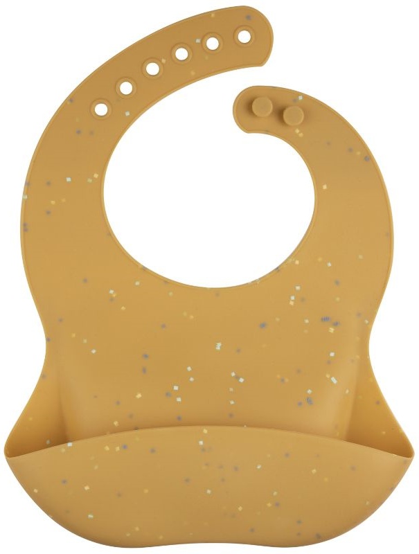 Bavetă cu buzunar din silicon  Canpol - Dots, galben