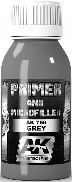 Grund gri pentru seria metalizatoare AK Interactive - Grey primer and microfiller (AK758) (100 ml)