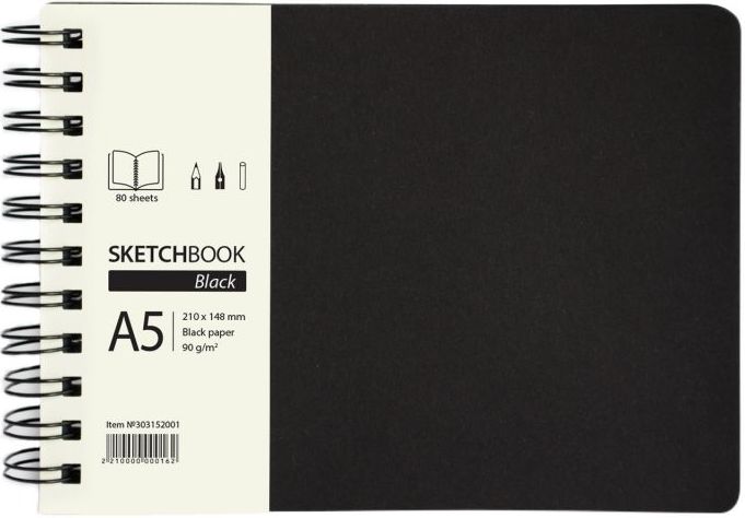 Bloc de schițe Drasca - Black, A5, 80 de coli