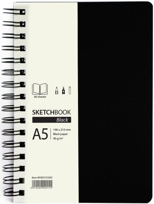 Bloc de schițe Drasca - Black, A5, 80 de coli