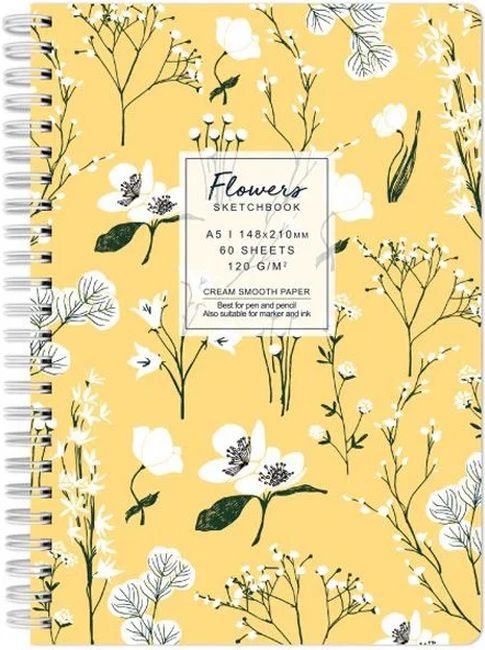 Caiet de schițe Drasca Flowers - Macii, A5, 60 de coli