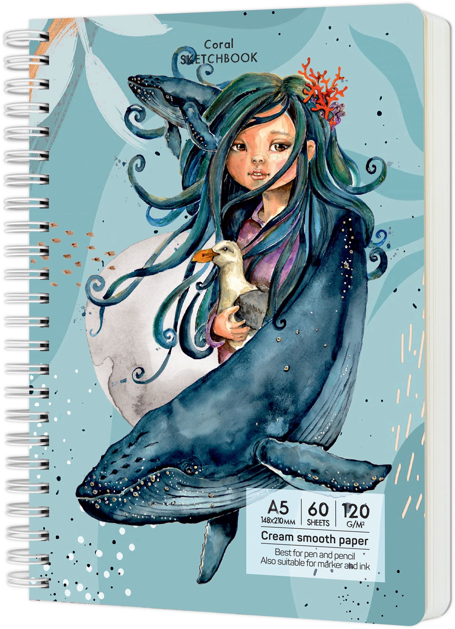 Caietul de schite Drasca Having a Lovely Time -  Coral, 60 de coli, A5