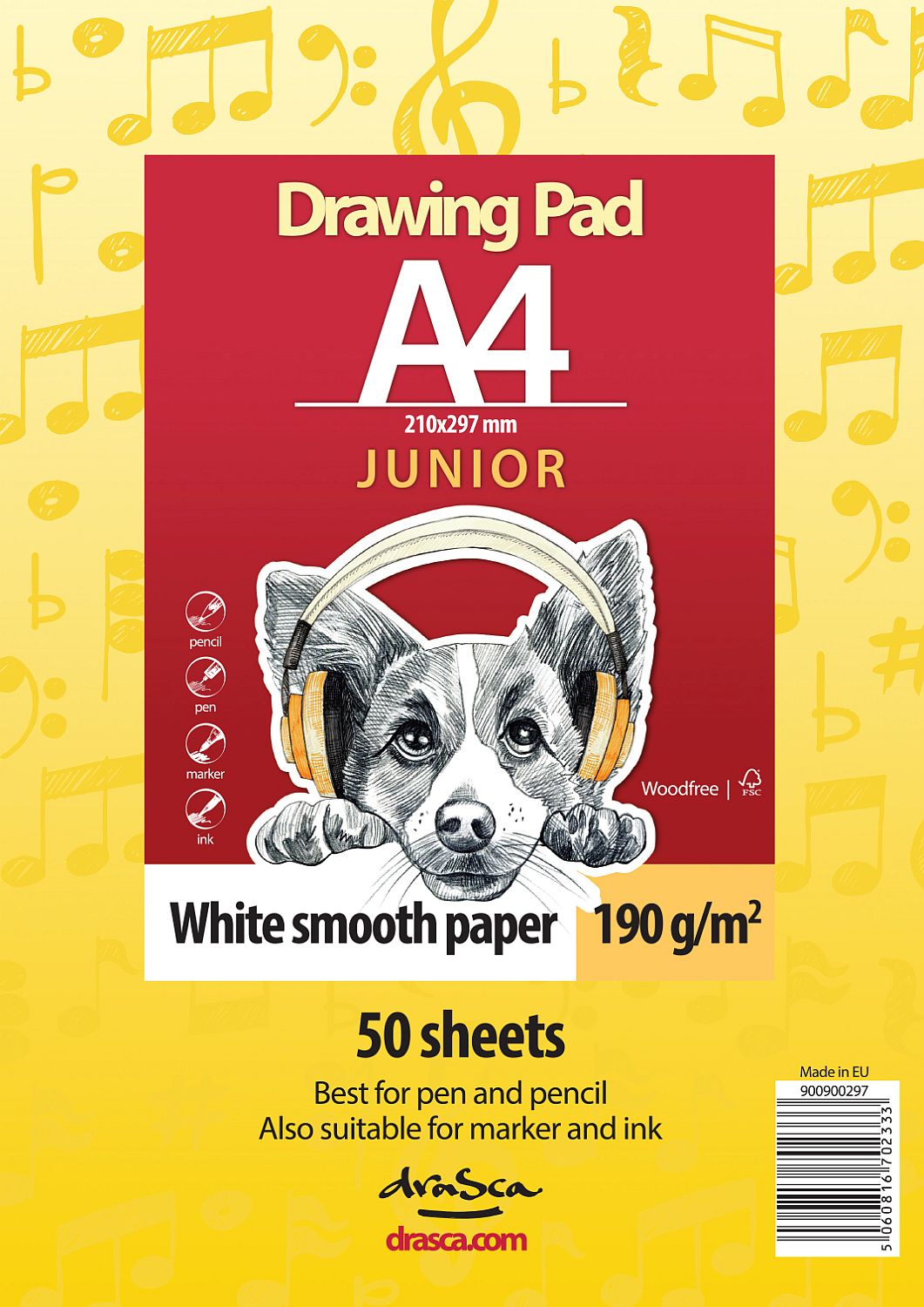 Caiet de schițe Drasca Junior - A4, 50 foi