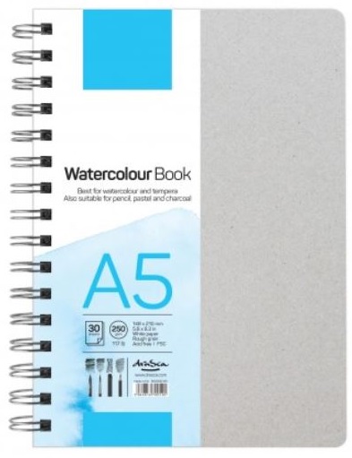 Caiet de schițe pentru desen cu spirală Drasca - Watercolour book, 30 coli, A5