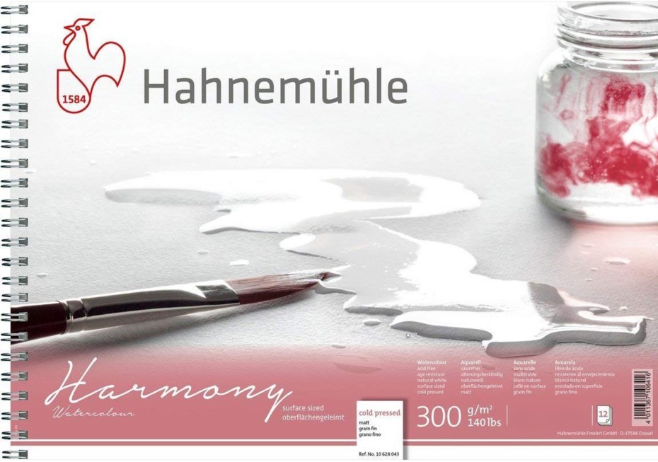 Caiet de schițe pentru desen cu spirală Hahnemuhle Harmony - A4, hârtie presată la rece, 12 coli