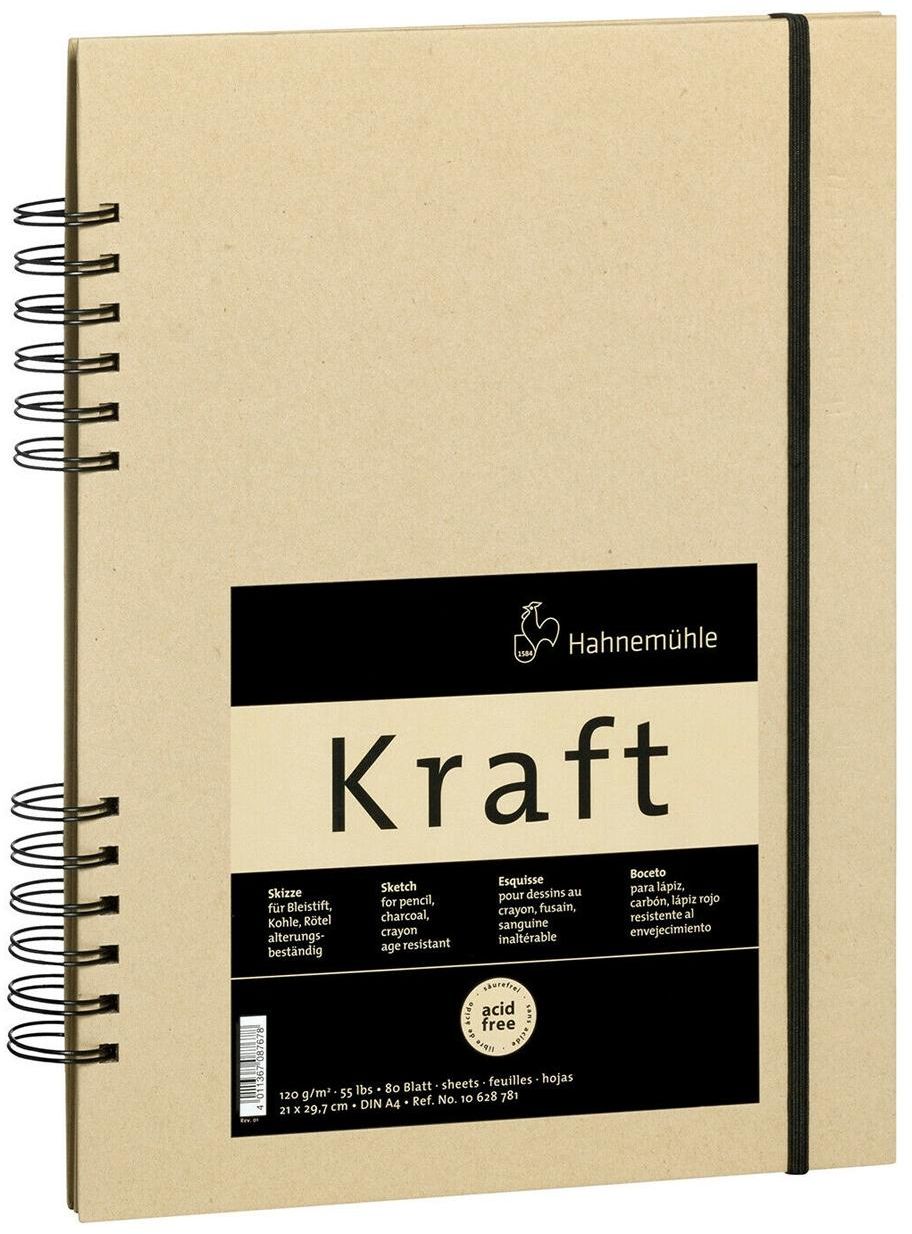 Caiet de schițe pentru desen cu spirală Hahnemuhle Kraft - A5, 80 de coli