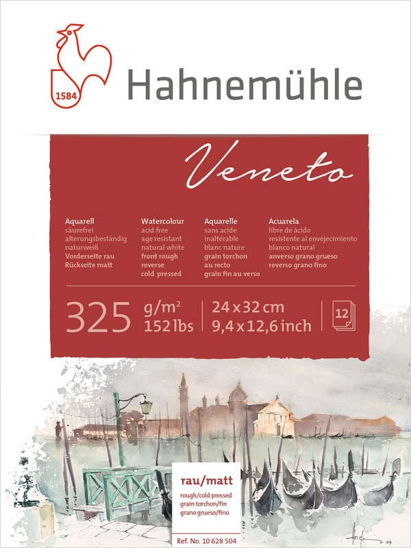 Bloc de schițe pentru acuarelă Hahnemuhle Veneto - 24 x 32 cm, 12 de coli