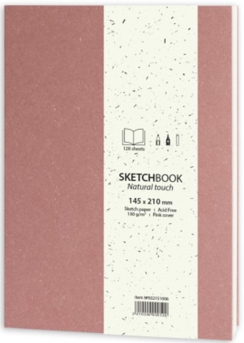 Caiet de schite pentru desen Drasca Natural Touch - Roz, 128 file, 14.5х21 cm