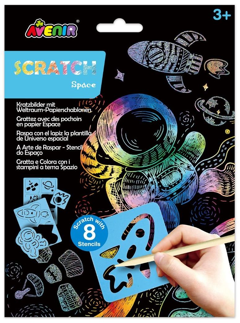 Șabloane Scratch Avenir - Cosmos, 8 șabloane, 2 foi