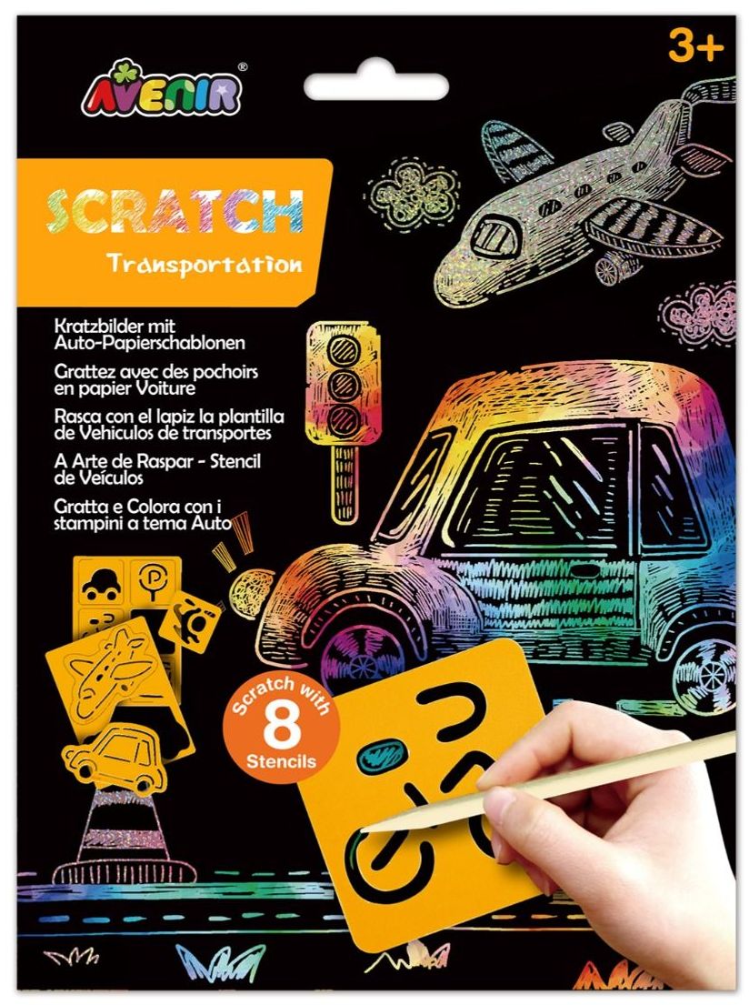 Șabloane Scratch Avenir - Transport, 8 șabloane, 2 foi