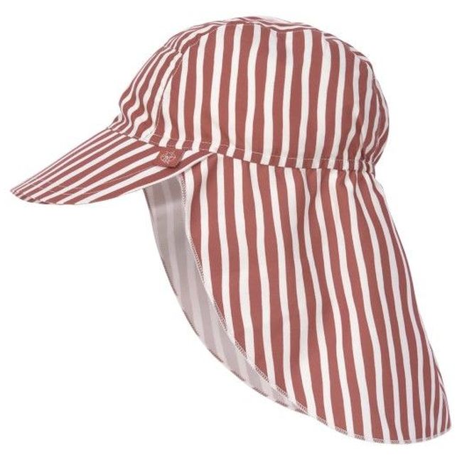 Șapcă de protecție cu cozoroc Lassig - Splash & Fun, Stripes Red, mărimea 43/45, 3-6 luni