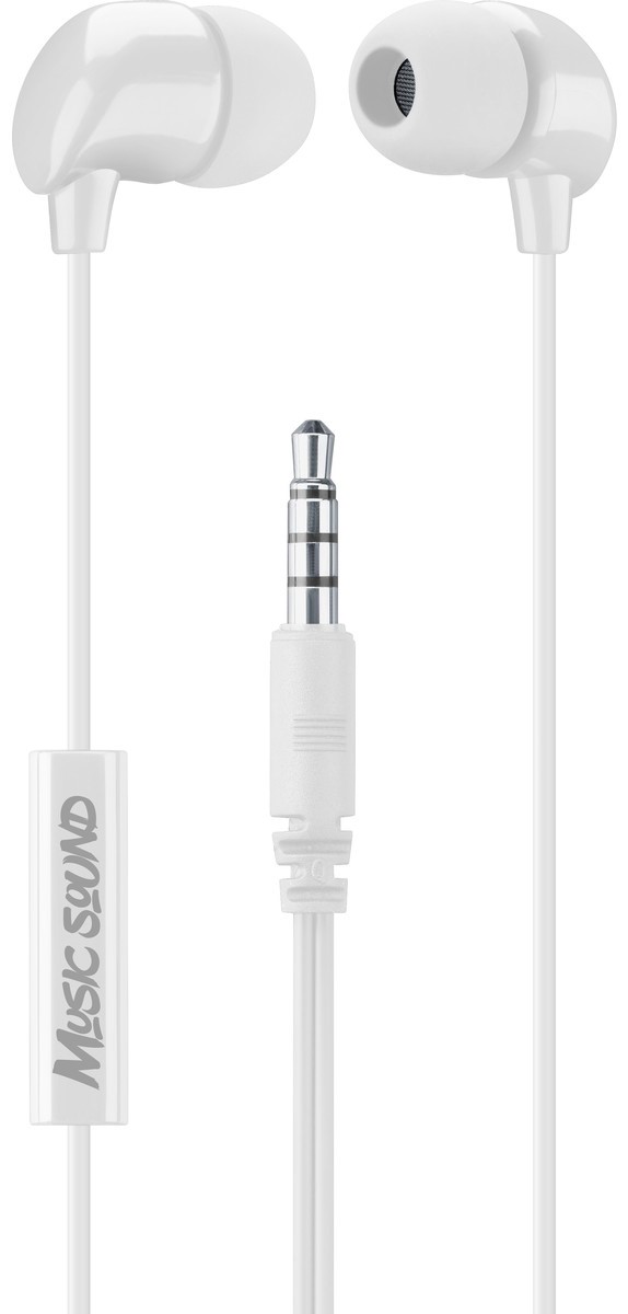 Căști cu microfon Cellularline - Music Sound 3.5 mm, albe