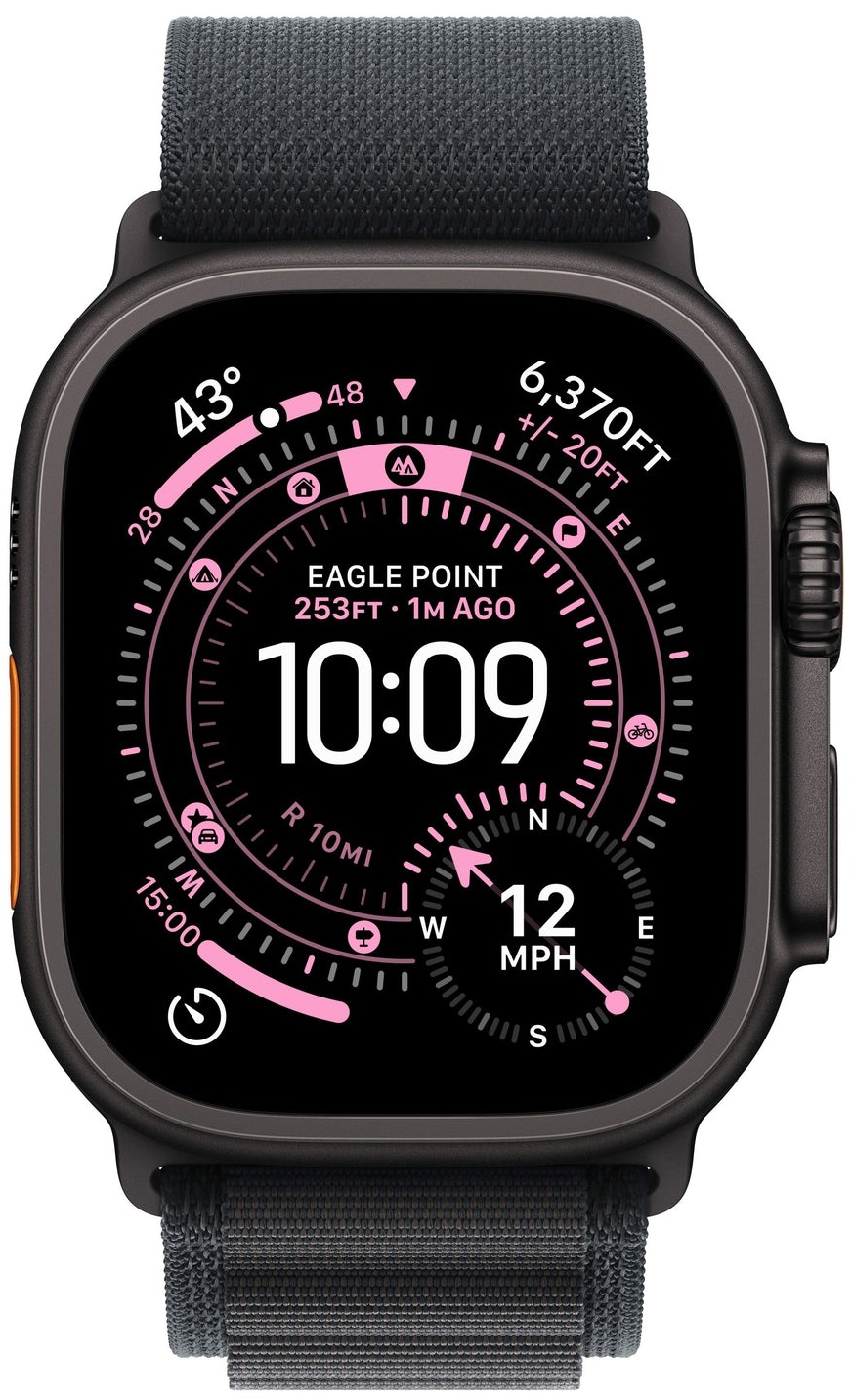 Ceas inteligent Apple - Watch Ultra 3 Cellular, 49mm, L, Black Titanium/Black Alpine