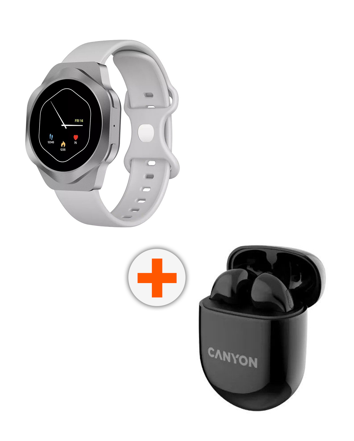 Smartwatch Canyon - Hexagon SW-88, 54 mm, 1.43'', Silver