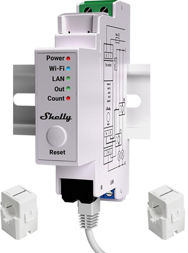 Contor electric inteligent Shelly Pro EM-50 - Pro EM-50, Wi-Fi, 50A, alb