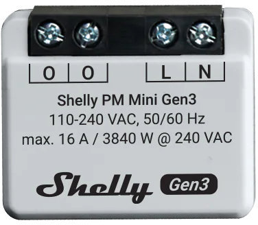 Măsurător inteligent Shelly – PM Mini Gen3, 16A, gri