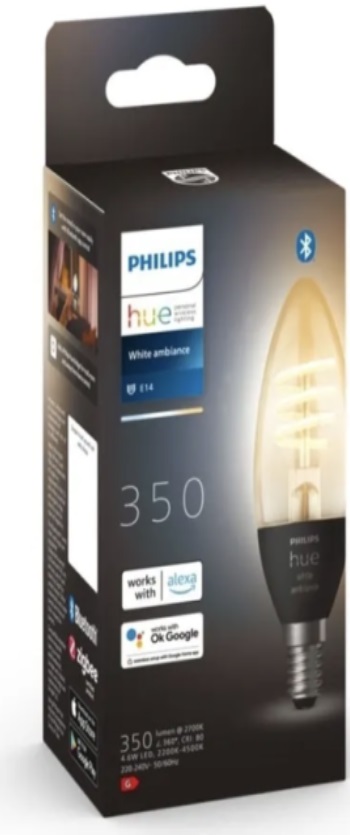 Bec inteligent Philips - 1P, 4.9W, E14, RGB, negru