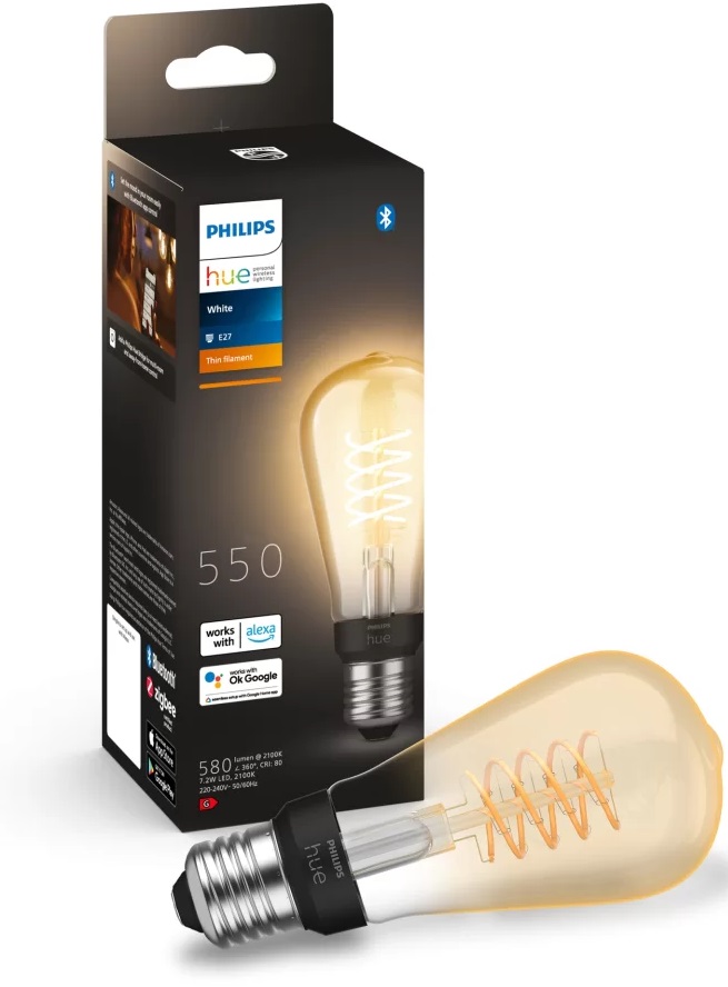 Bec inteligent Philips - Hue Filament, 7W, E27, ST64, dimmer