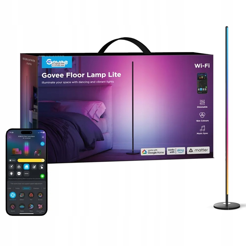 Lampion inteligent Govee - Lite, RGBICW, Matter, negru