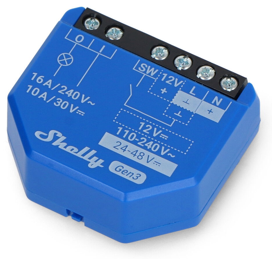 Releu inteligent Shelly – 1 Gen3, contact uscat, albastru