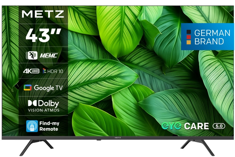 Televizor smart METZ - 43MUF7000Z, 43'', 4K Ultra HD, DLED, HDR10, 4K, Google TV, Dolby Audio 2x10W, negru/gri