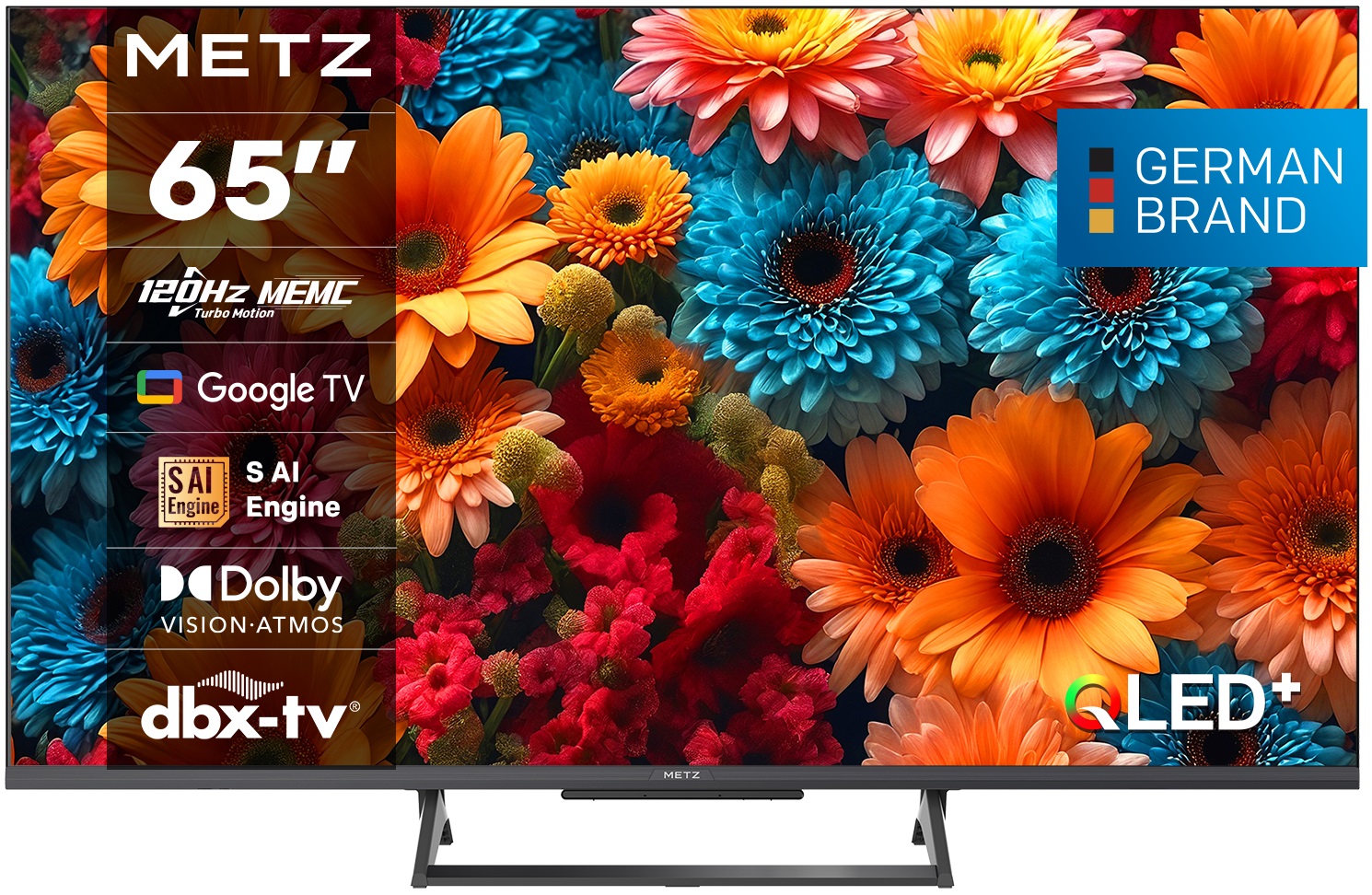 Televizor smart METZ - 65MQF7500Z, 65'', 4K, QLED+,120Hz, HDR10+, 2x10W, Dolby VISION_ATMOS, Google TV, 5Y Warr, negru