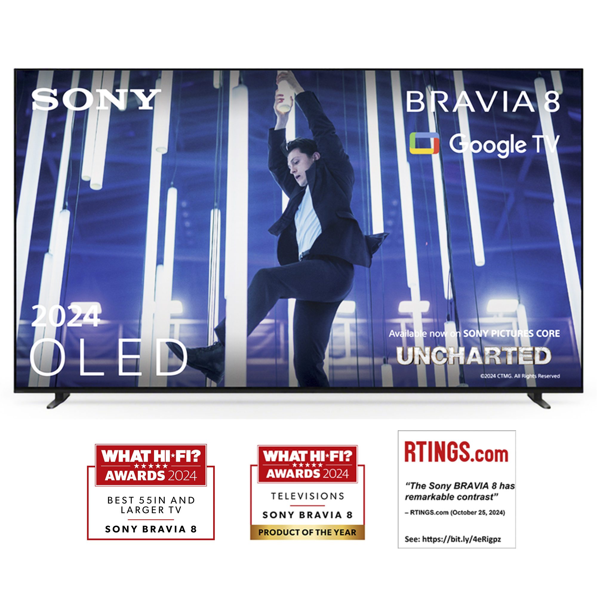Televizor Smart Sony – BRAVIA 8 K‑55XR80, 55″, OLED, 120 Hz, 4K, procesor XR, Dolby Vision‑Audio, 5×10 W, DTS Digital Surround, negru