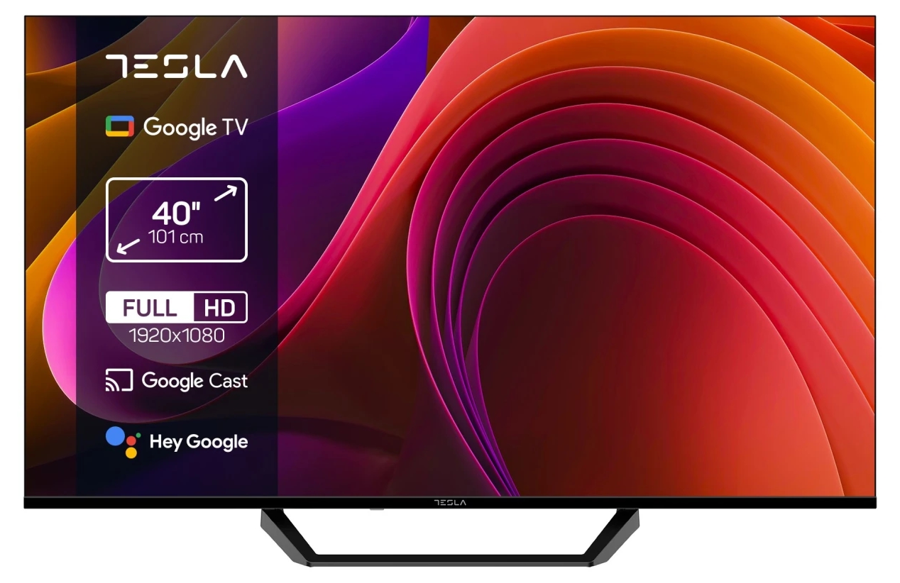 Televizor smart Tesla – 40E655BFS, 40'', 2К FHD, DLED, Google TV, negru