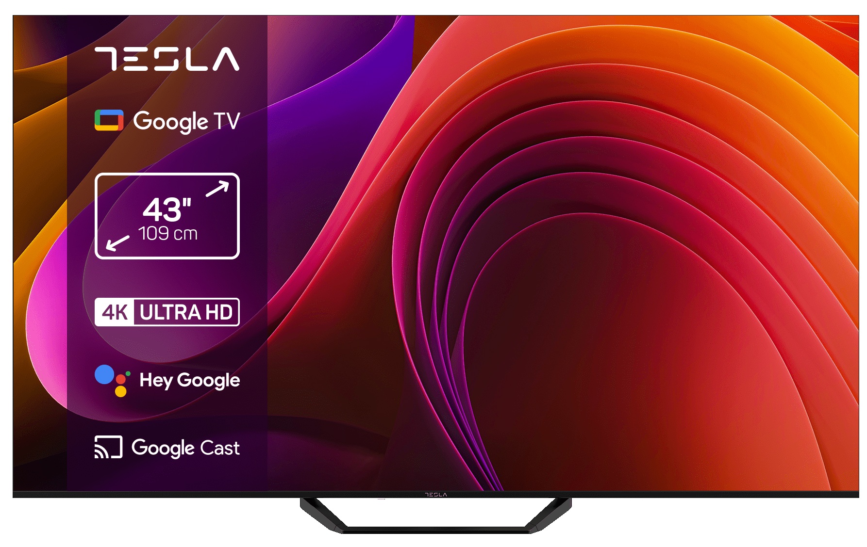 Televizor smart Tesla – 43E655BUS, 43'', 4K UltraHD, DLED, Dolby Vision, Google TV, negru