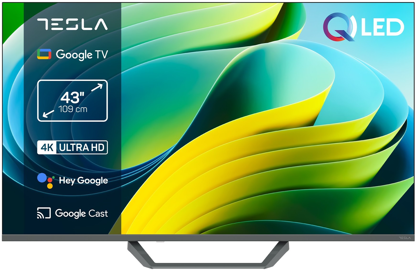 Televizor smart Tesla - Q43E655GUS, 43'', QLED, 4K, UltraHD, HDR10, Dolby vision, Google TV, gri