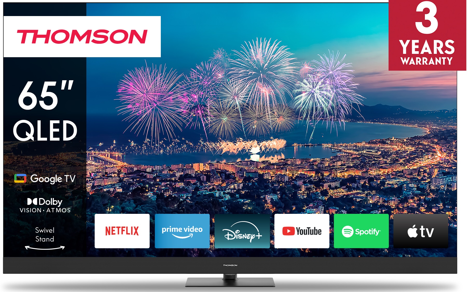 Televizor smart Thomson - Google TV QLED Plus 65QG6C14, 65'', 4K, negru