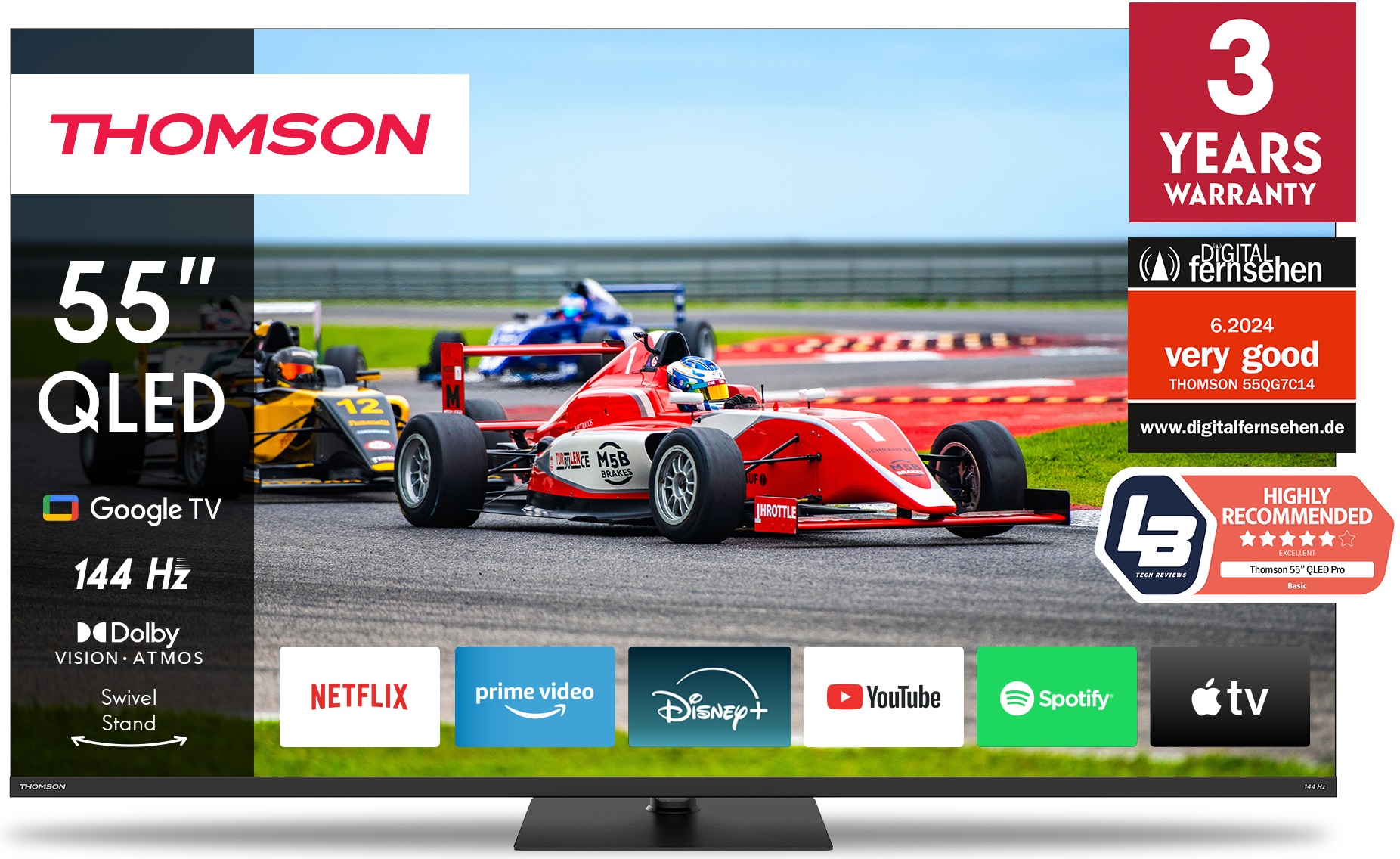 Televizor smart Thomson - Google TV QLED Pro 55QG7C14, 55'', 4K, negru