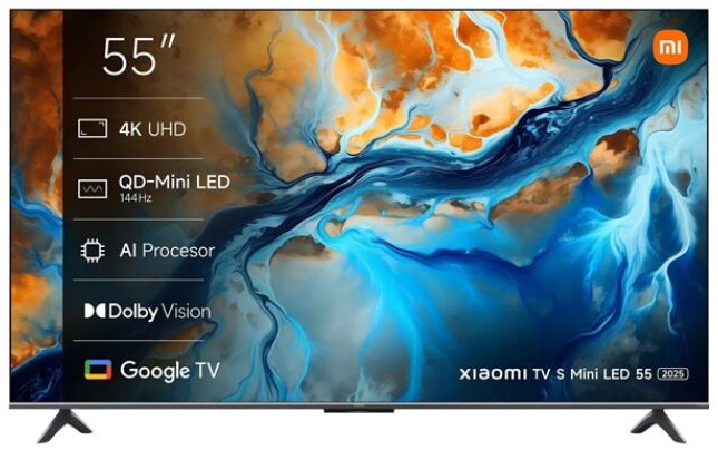 Televizor smart Xiaomi - S Mini 2025, 55'', QD-Mini LED, 4K UltraHD, HDR10+,144Hz AMD FreeSync Premium, Dolby Vision-Atmos 2x12.5W, gri inchis