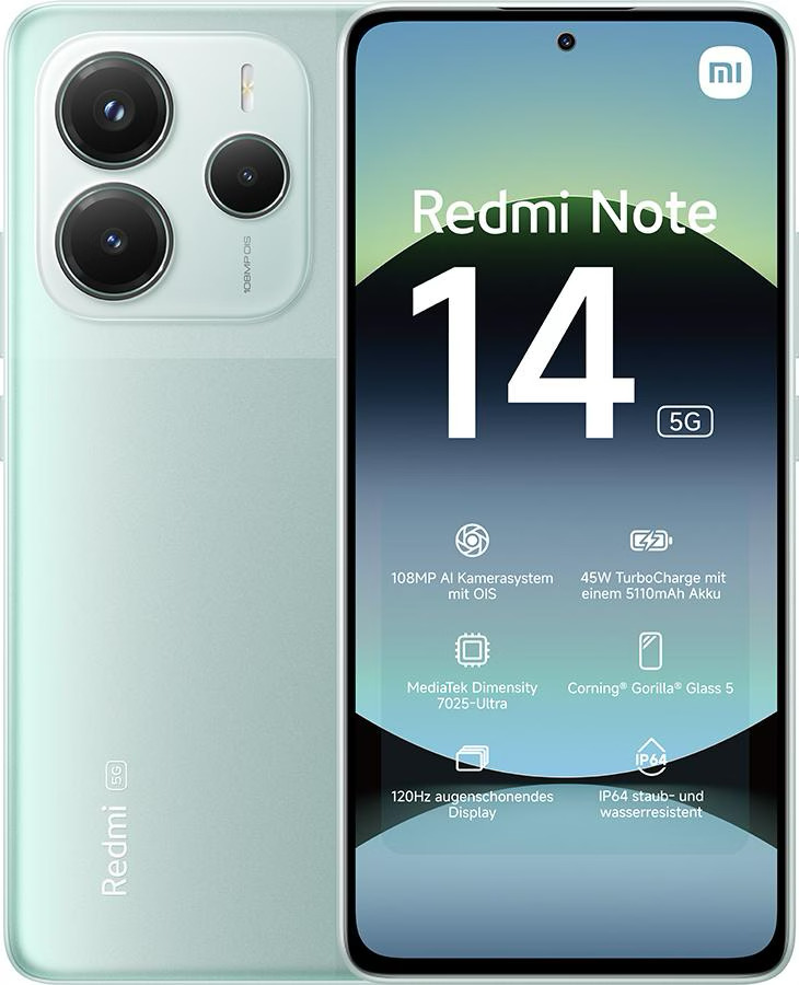 Smartphone Xiaomi - Redmi Note 14 5G, 6.67'', 6GB/128GB, Coral Green